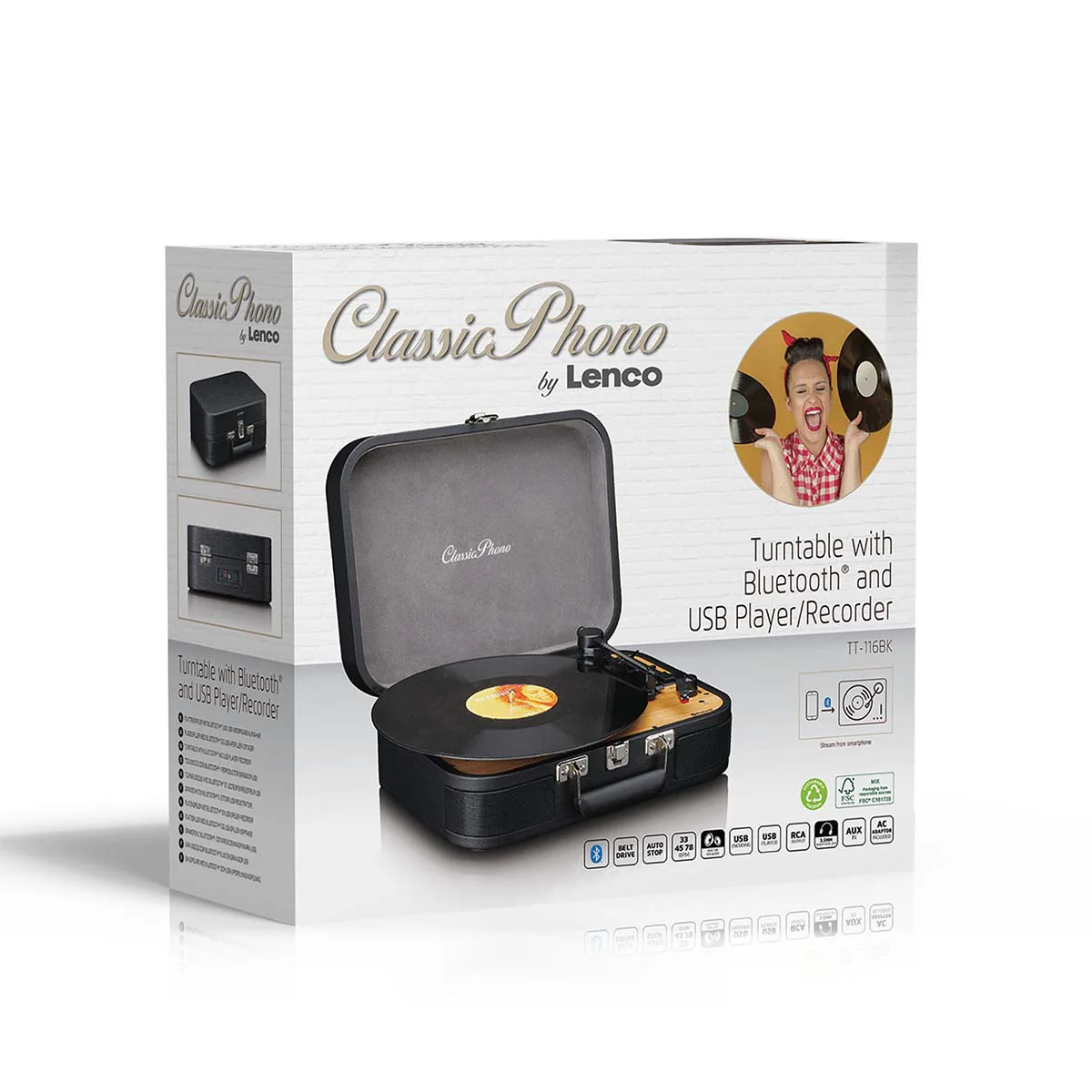 CLASSIC PHONO TT-116BK - Retro Bluetooth® platenspeler met ingebouwde speakers - Zwart - Image 14