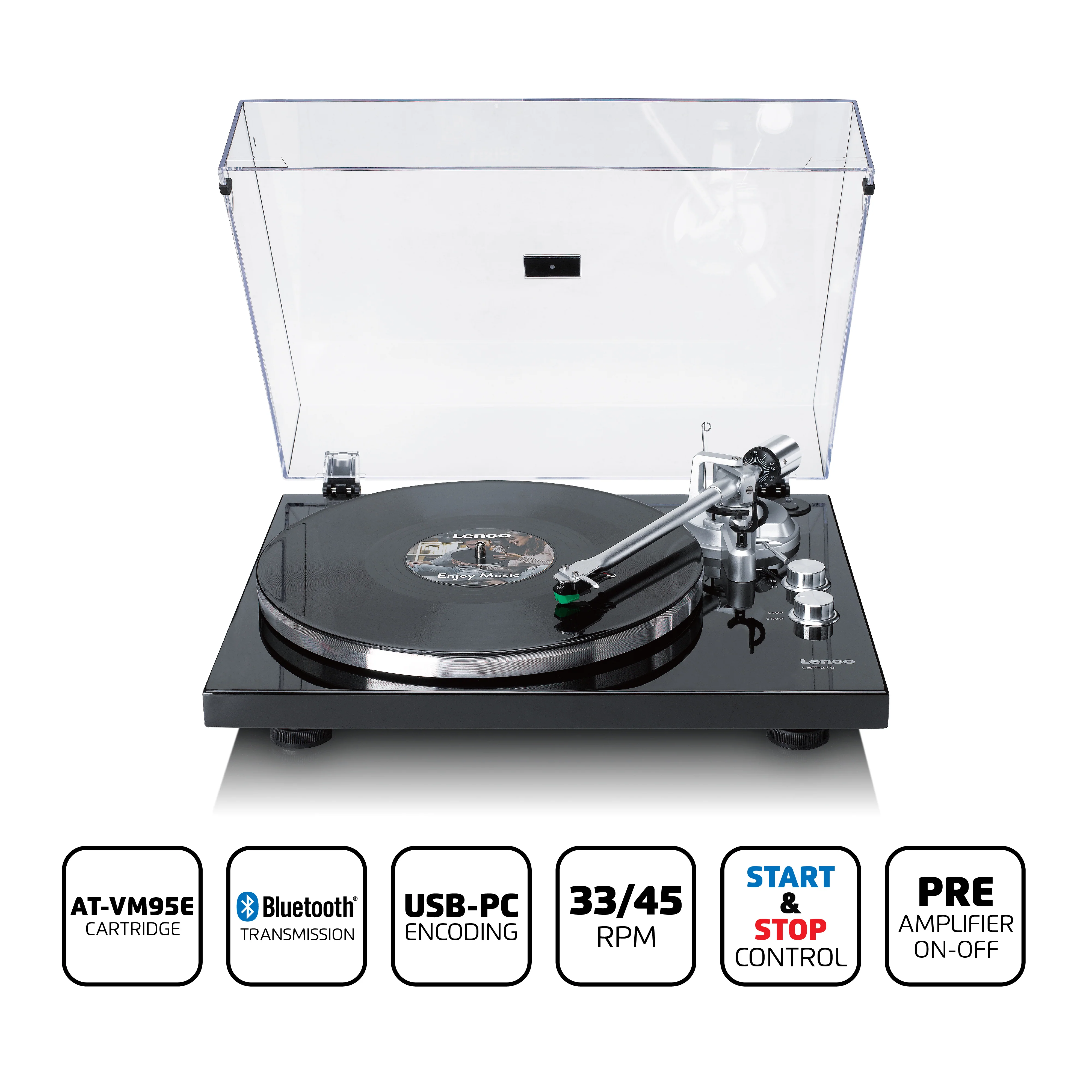 LENCO LBT-215BK - Platenspeler met Bluetooth® en een metalen draaiplateau, toonarm en contragewicht - Exclusieve Piano Black kleur - Image 17