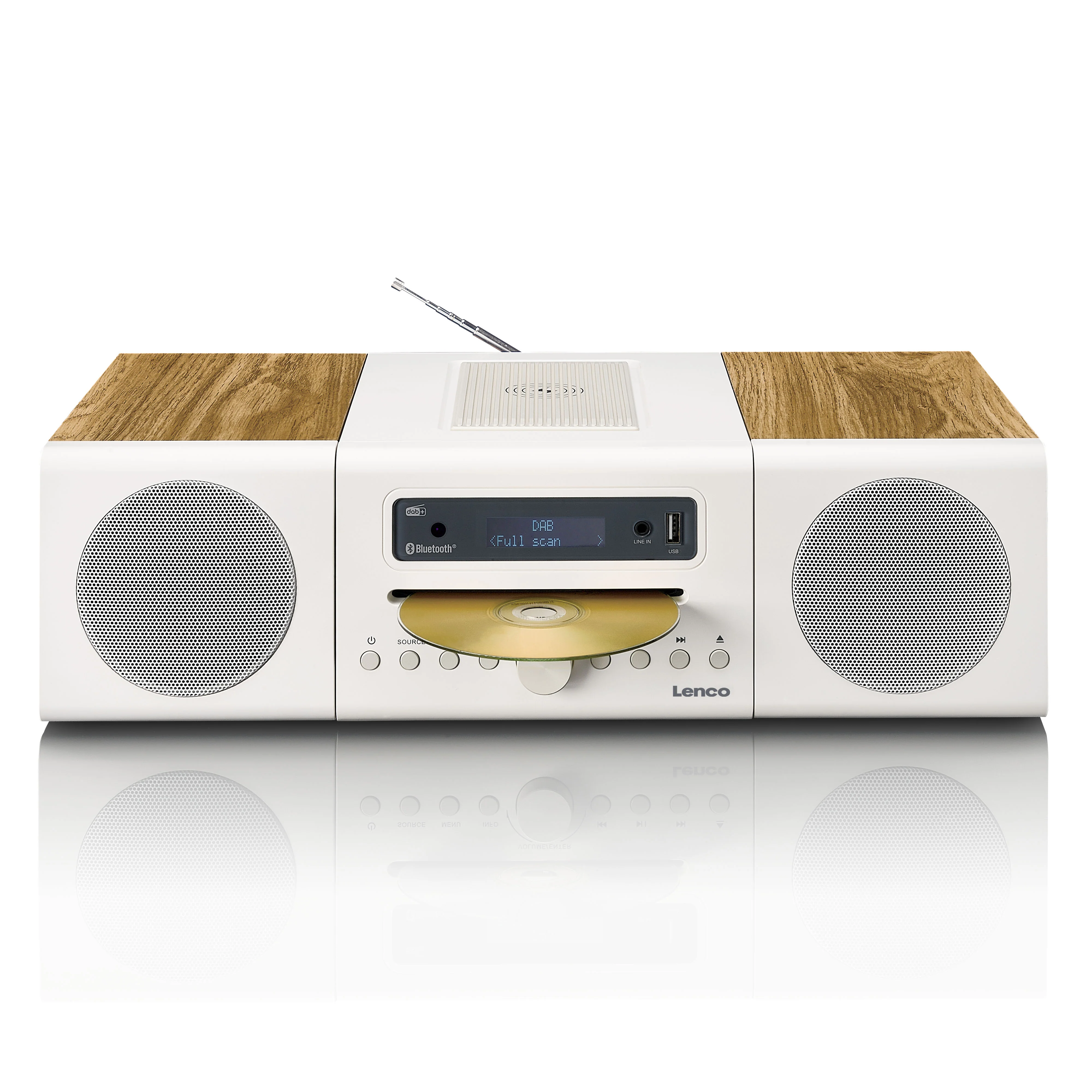 LENCO MC-375WHWD - HiFi Stereo set met DAB+/FM radio, Bluetooth®, CD-speler en draadloos oplaadstation - Wit/Houtkleurig - Image 5