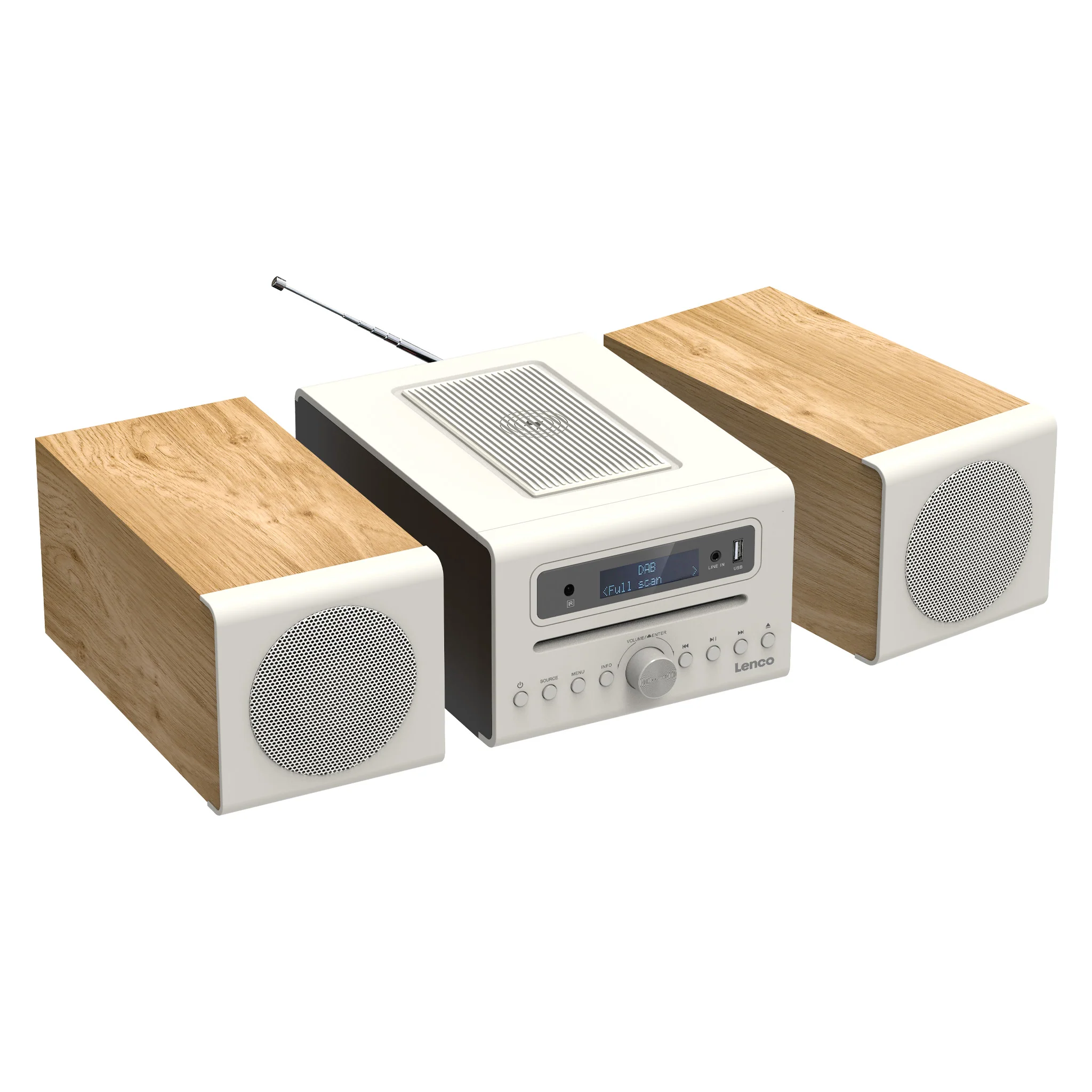 LENCO MC-375WHWD - HiFi Stereo set met DAB+/FM radio, Bluetooth®, CD-speler en draadloos oplaadstation - Wit/Houtkleurig - Image 7