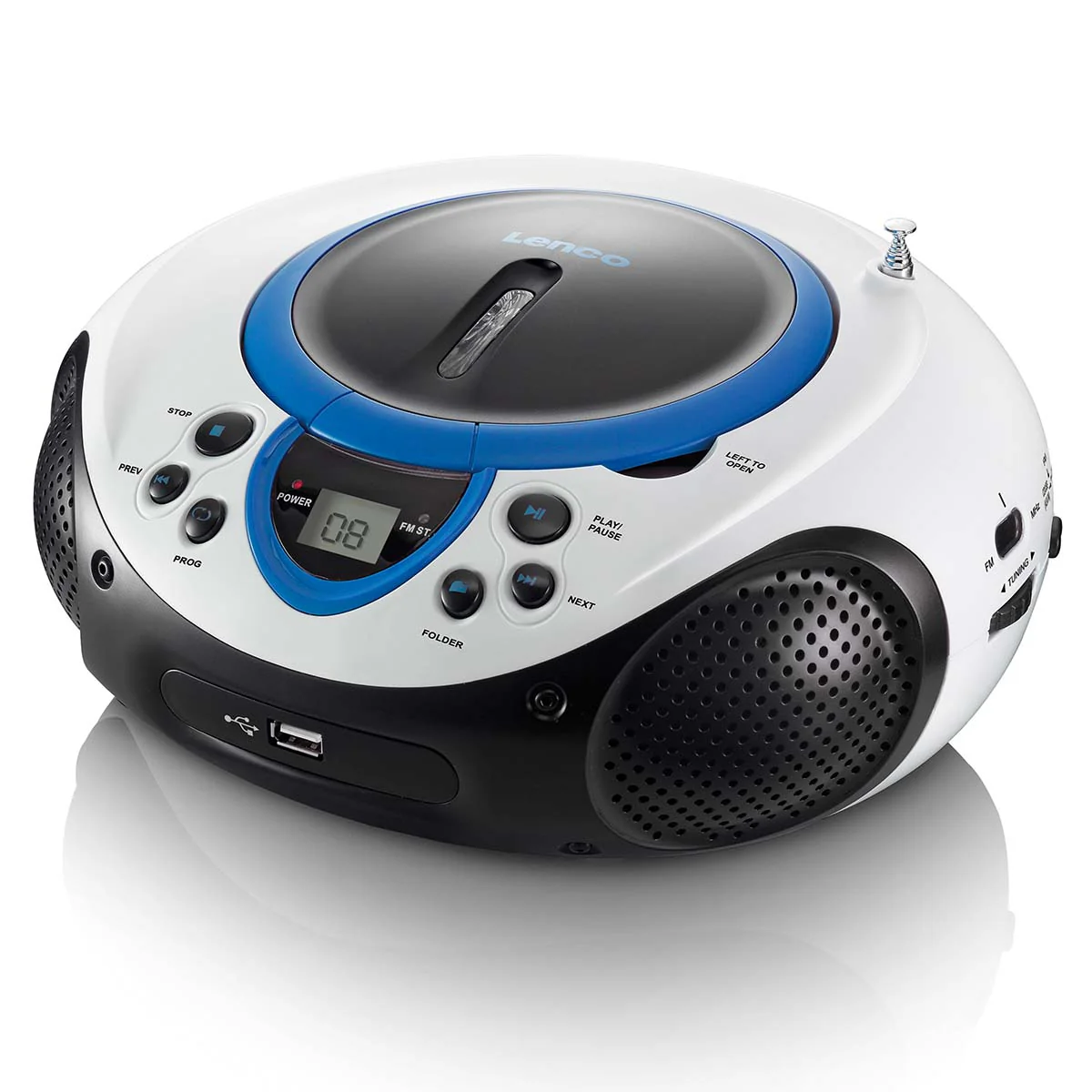 LENCO SCD-38 USB Blue - Draagbare FM Radio CD en USB speler - Blauw - Image 4
