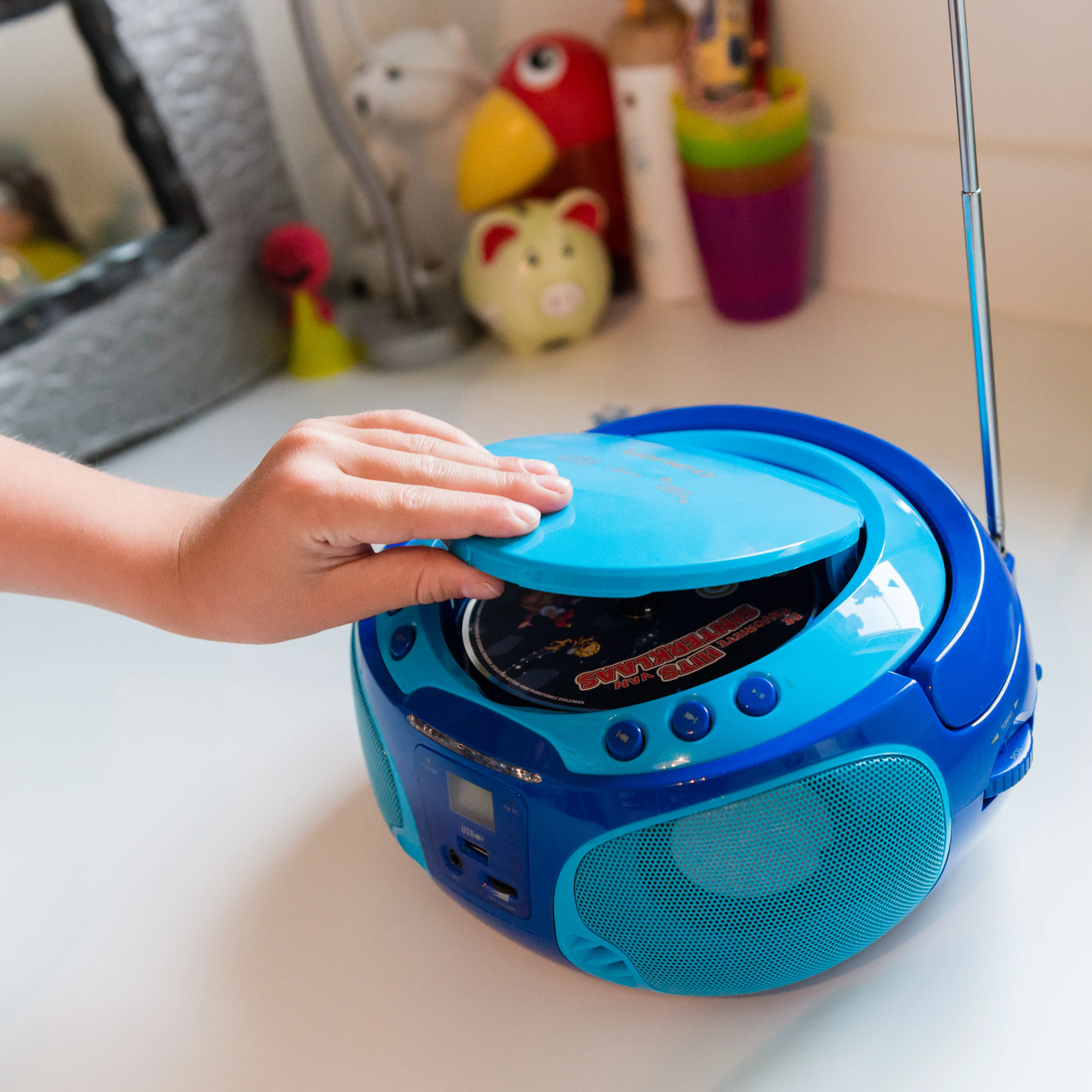 LENCO SCD-650BU Draagbare FM Radio CD/MP3/USB microfoon en licht effecten - Blauw - Image 17